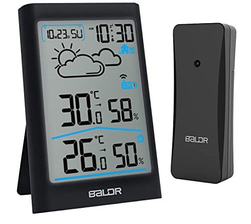 1649336460 41ToX5VNUUL 500x445 - BALDR Wireless Indoor Outdoor Thermometer Digital Hygrometer with Weather Forecast and Large LCD (Black)
