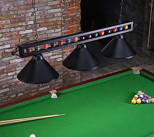 1649769059 51O7va1c72L. AC  500x445 - Wellmet Billiard Light for Pool Table,59” Pool Table Lighting for 7' 8' 9' Table, Hanging Over Pool Table Light with Matte Metal Shades and Billiard Ball Decor,Perfect for Game Room,Kitchen Island