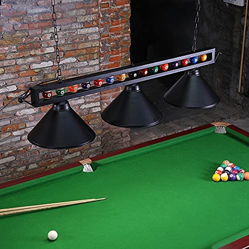 Wellmet Billiard Light for Pool Table,59” Pool Table Lighting for 7′ 8′ 9′ Table, Hanging Over Pool Table Light with Matte Metal Shades and Billiard Ball Decor,Perfect for Game Room,Kitchen Island