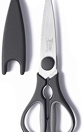 1650288158 312NMld552L. AC  281x445 - Tribal Cooking Kitchen Scissors - 8.8-Inch Professional Kitchen Shears - Heavy Duty, Stainless Steel, Dishwasher Safe - Micro Serrated Edge Cuts Food, Meat, Poultry - Sharp Utility Scissors.