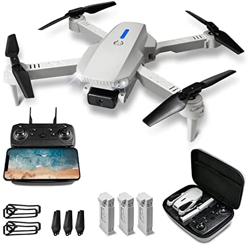 Foldable Drone with Camera for Beginners, 1080P HD FPV RC Quadcopter, Mini Drone with 3 Batteries 30 Min Long Flight Time, Propeller Guards, APP & Remote Control, Gift for Kids/Teens/Adults (Gray)