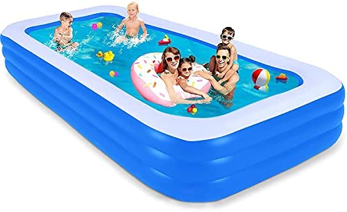 1650677511 41epD7SldLL. AC  - Inflatable Swimming Pool, 120 x 72 x 22 inches Family Full-Sized Lounge Pool, Rectangular Blow Up Pool for, Kiddie, Toddlers, Adults