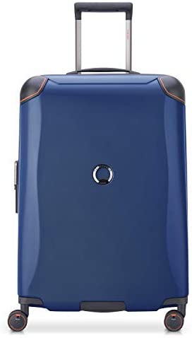 DELSEY Paris Cactus Hardside Luggage with Spinner Wheels, Navy, Checked-Medium 24 Inch