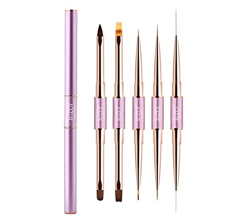 1650893950 310cl8dWcJL 500x445 - Nail Art Brushes, WLOT Nail Art Tools Double Ended Nail Art Design Pen, Builder Gel Brush, Striping Nail Art Brushes for Long Lines, 3D Nail Drawing Pen for Salon at Home DIY Manicure (Purple, 5PC)