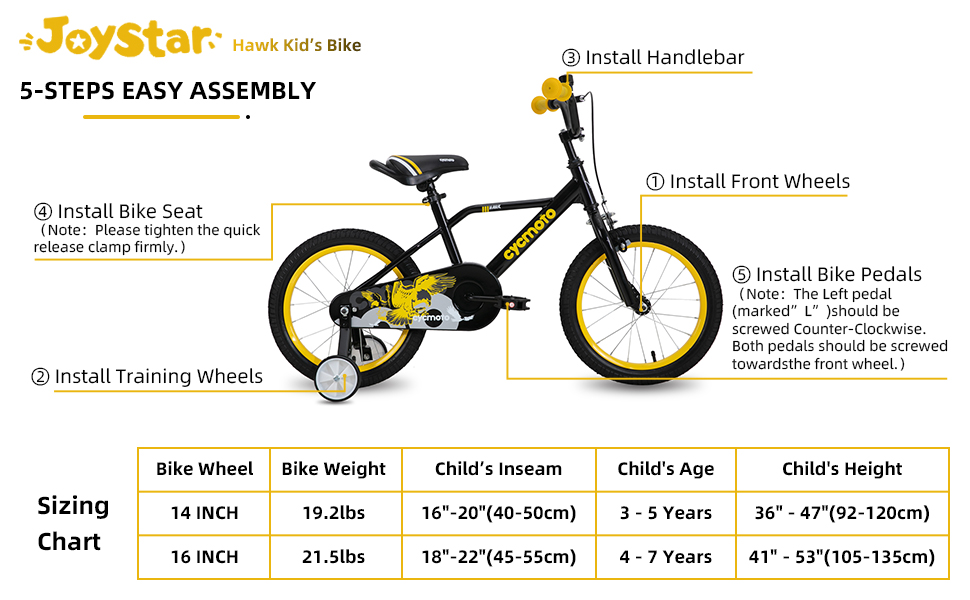16b238e4 388d 42fa b117 ffdf48072bda.  CR0,0,970,600 PT0 SX970 V1    - JOYSTAR Hawk Boys Bike for 3-6 Years Child, 14" & 16" Kids Bicycle with Hand Brake & Training Wheels(Black Blue Green)