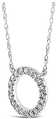 3126nBfrjtL. AC  - Brilliant Expressions 10K White, Rose, or Yellow Gold 1/5 Cttw Conflict Free Diamond Circle Adjustable Pendant Necklace (I-J Color, I2-I3 Clarity), 16-18 inch