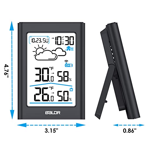 41DMlZ+y hL - BALDR Wireless Indoor Outdoor Thermometer Digital Hygrometer with Weather Forecast and Large LCD (Black)