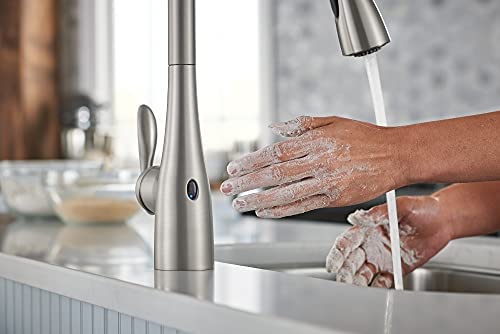 41DgCXgo7tL. AC  - Moen 7594EWSRS Arbor Motionsense Wave Sensor Touchless One-Handle Pulldown Kitchen Faucet Featuring Power Clean , Spot Resist Stainless