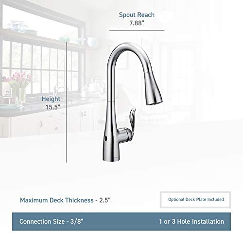 41UtM gBAML. AC  - Moen 7594EWSRS Arbor Motionsense Wave Sensor Touchless One-Handle Pulldown Kitchen Faucet Featuring Power Clean , Spot Resist Stainless