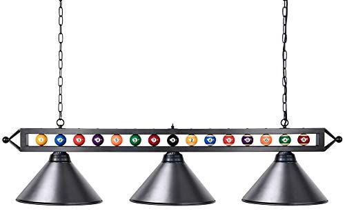 41XQftk9NtL. AC  - Wellmet Billiard Light for Pool Table,59” Pool Table Lighting for 7' 8' 9' Table, Hanging Over Pool Table Light with Matte Metal Shades and Billiard Ball Decor,Perfect for Game Room,Kitchen Island