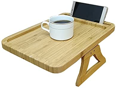 41XaUrNQFsL. AC  - BAMJIUHAO Bamboo Side Table TV Trays Sofa Tables Clip On Tray Sofa Table for Couches. Couch Arm Tray Table, TV Table and Side Tables for Eating and Drink Table(Rectangle)