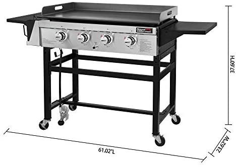 41pd EAG5xL. AC  - Royal Gourmet GB4001B 4-Burner Flat Top Gas Grill 52000-BTU Propane Fueled Professional Outdoor Griddle 36inch Backyard Cooking with Side Table, Black