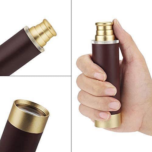 41pv1xz8QTL. AC  - Telescope Brass Spyglass Pirate Monocular, Waterproof Pocket Mini Telescope Monocular, 25x30 Zoomable Collapsible Vintage Monocular for Navigation Voyage View Watching Games Travel Hiking Hunting