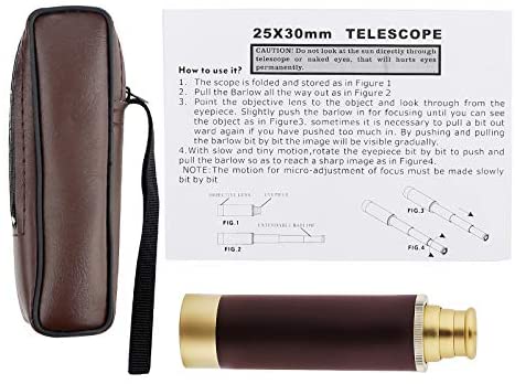 41ss0fJUNfL. AC  - Telescope Brass Spyglass Pirate Monocular, Waterproof Pocket Mini Telescope Monocular, 25x30 Zoomable Collapsible Vintage Monocular for Navigation Voyage View Watching Games Travel Hiking Hunting