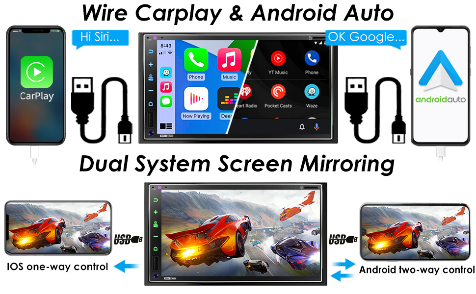 42bc6af7 3c78 4366 bc41 488bec8e1673.  CR0,0,970,600 PT0 SX970 V1    - Double Din Car Bluetooth Stereo: 7 Inch Touchscreen Audio with Apple CarPlay | Android Auto | MirrorLink | AM/FM Car Radio | Backup Camera | USB/SD/AUX | 16-Band EQ | Subwoofer | Phone Charge