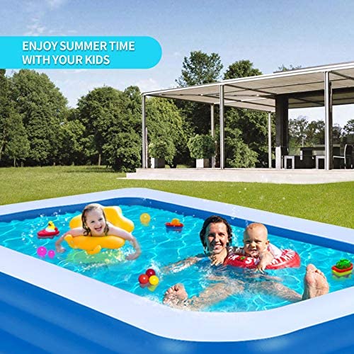 51+l1KTXtIL. AC  - Inflatable Swimming Pool, 120 x 72 x 22 inches Family Full-Sized Lounge Pool, Rectangular Blow Up Pool for, Kiddie, Toddlers, Adults