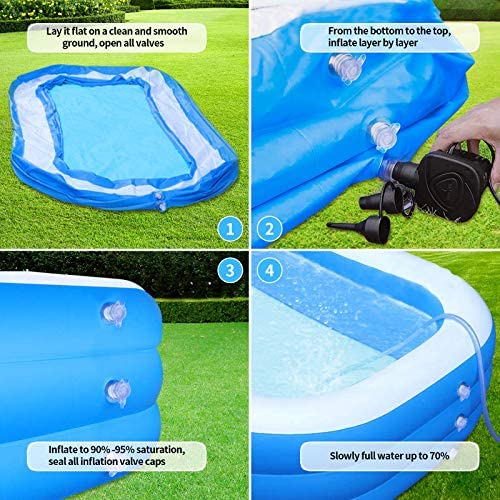 511PvUW8JFL. AC  - Inflatable Swimming Pool, 120 x 72 x 22 inches Family Full-Sized Lounge Pool, Rectangular Blow Up Pool for, Kiddie, Toddlers, Adults