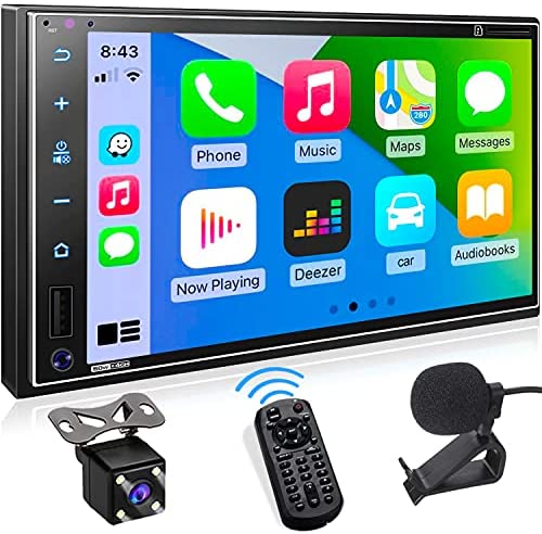 51JaOPOf8+L. AC  - Double Din Car Bluetooth Stereo: 7 Inch Touchscreen Audio with Apple CarPlay | Android Auto | MirrorLink | AM/FM Car Radio | Backup Camera | USB/SD/AUX | 16-Band EQ | Subwoofer | Phone Charge