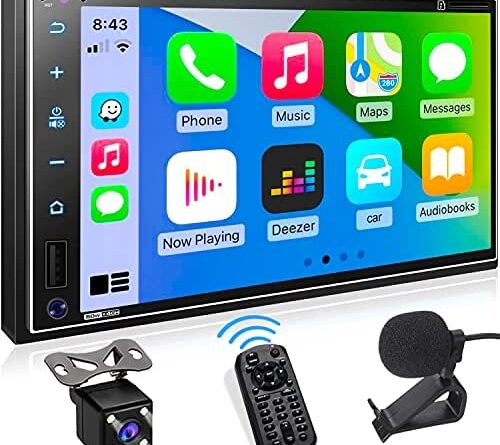 51JaOPOf8L. AC  500x445 - Double Din Car Bluetooth Stereo: 7 Inch Touchscreen Audio with Apple CarPlay | Android Auto | MirrorLink | AM/FM Car Radio | Backup Camera | USB/SD/AUX | 16-Band EQ | Subwoofer | Phone Charge