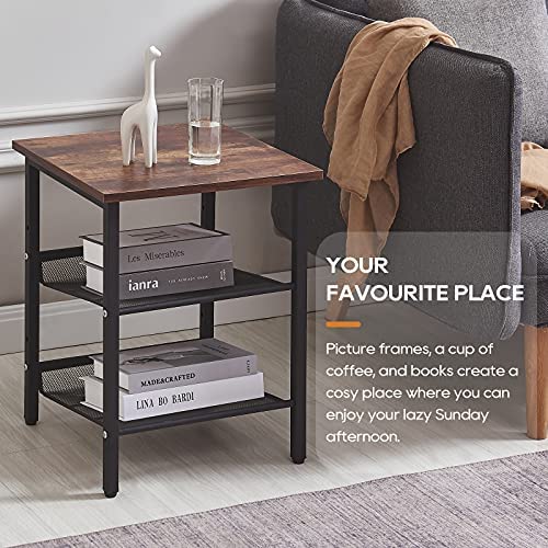 51NAWBFS3HL. AC  - Ting Interior Night Stands, End Table with 3-Tier Shelves, Sides Table for Small Space in Living Room and Bedroom, Small Table with Stable Metal Frame, Industrial Bedside Tables, Chestnut Brown