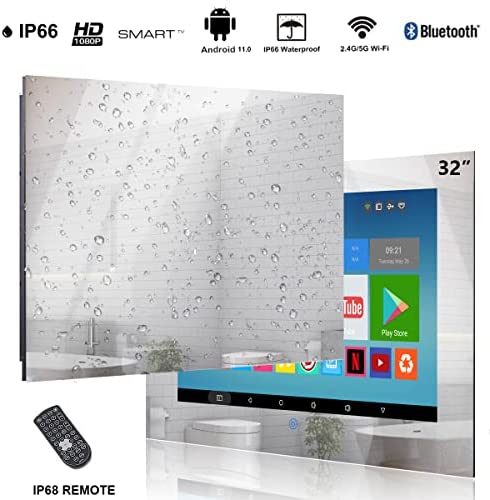 51TkJCBHFUL. AC  - Haocrown 32 inch Bathroom TV Waterproof Smart Mirror TVs Full-HD 1080P LED Television Built-in ATSC HDTV Tuners, Android 11.0 System, Wi-Fi, Bluetooth, HDMI USB(2022 Model)