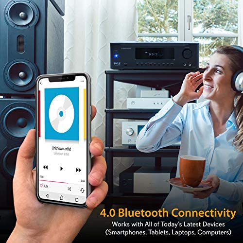 51rVa72EPhL. AC  - 5.2-Channel Hi-Fi Bluetooth Stereo Amplifier - 1000 Watt AV Home Speaker Subwoofer Sound Receiver with Radio, USB, RCA, HDMI, Mic In, Wireless Streaming, Supports 4K UHD TV, 3D, Blu-Ray - Pyle PT694BT