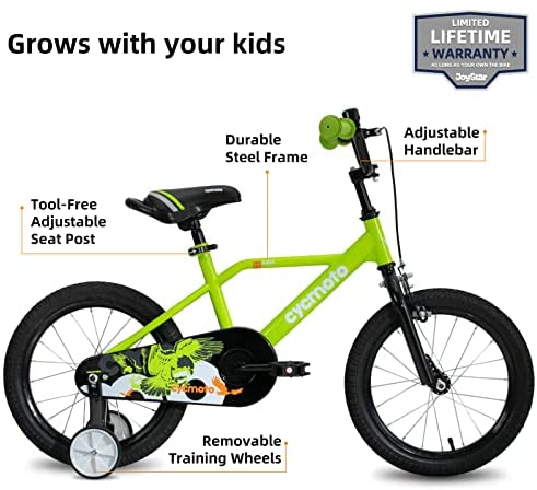 51wWsOQKP L. AC  - JOYSTAR Hawk Boys Bike for 3-6 Years Child, 14" & 16" Kids Bicycle with Hand Brake & Training Wheels(Black Blue Green)