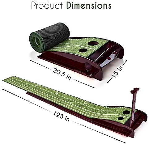 51zkerHceiL. AC  - Golf Putting Green Mat for Indoor & Outdoor Practice Use – Mini Golf Course with Auto Ball Return and Included Baffle – Velvet Crystal Mat with Durable Solid Wood Base – for Golf Lovers & Enthusiasts