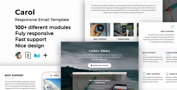 Preview.  large preview - Carol – 100+  Responsive Modules + StampReady, MailChimp & CampaignMonitor compatible files