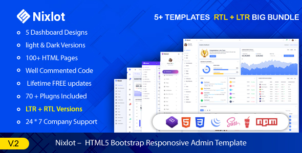 Theme Preview.  large preview - Nixlot –  HTML5 Bootstrap Admin Template