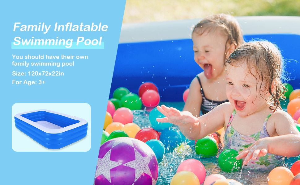 a472f981 86f4 44bf b037 42a36ee20469.  CR0,0,970,600 PT0 SX970 V1    - Inflatable Swimming Pool, 120 x 72 x 22 inches Family Full-Sized Lounge Pool, Rectangular Blow Up Pool for, Kiddie, Toddlers, Adults
