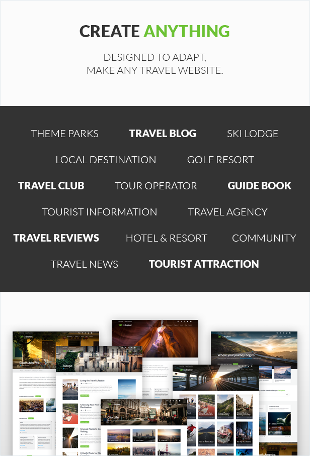 create anything - Travel WordPress Theme - GoExplore!