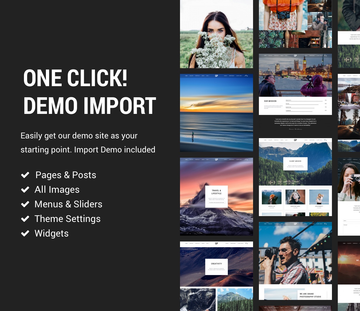 demo import - Grand Photography WordPress