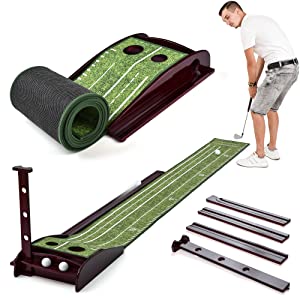 eca987ed bb6a 4097 ad0a 30b774f32afe.  CR0,0,2000,2000 PT0 SX300 V1    - Golf Putting Green Mat for Indoor & Outdoor Practice Use – Mini Golf Course with Auto Ball Return and Included Baffle – Velvet Crystal Mat with Durable Solid Wood Base – for Golf Lovers & Enthusiasts