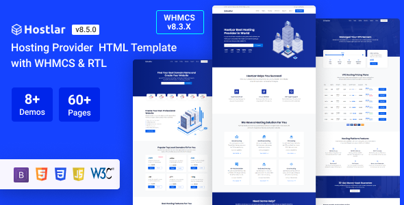 hostlar preview.  large preview - Hostlar – Domain Hosting Provider HTML Template with WHMCS and RTL