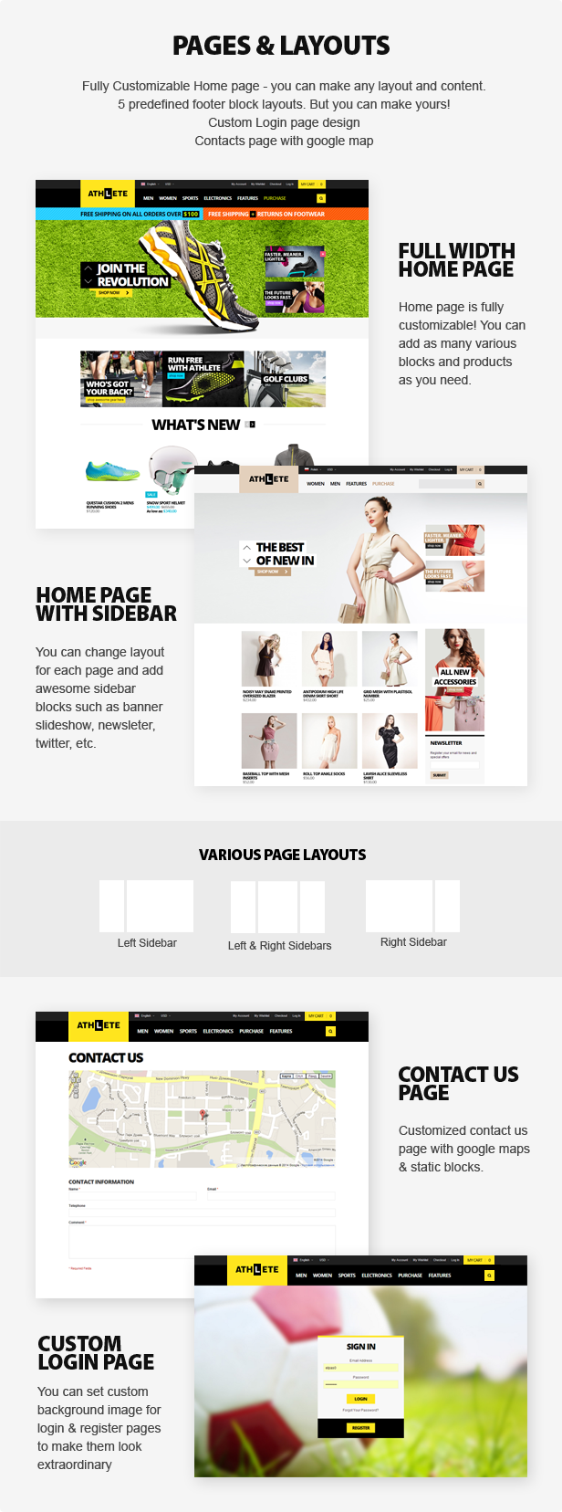 pages - Athlete - Fluid Responsive Magento Theme