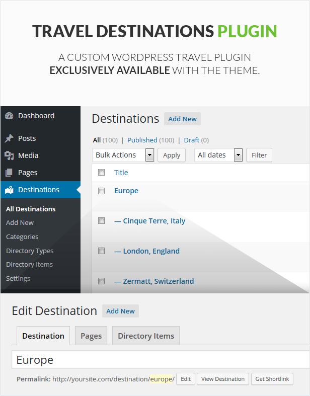 travel destinations plugin - Travel WordPress Theme - GoExplore!