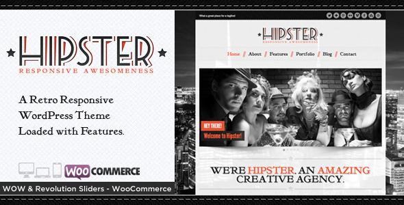 01 Featured.  large preview - Hipster - Retro Responsive WordPress Theme