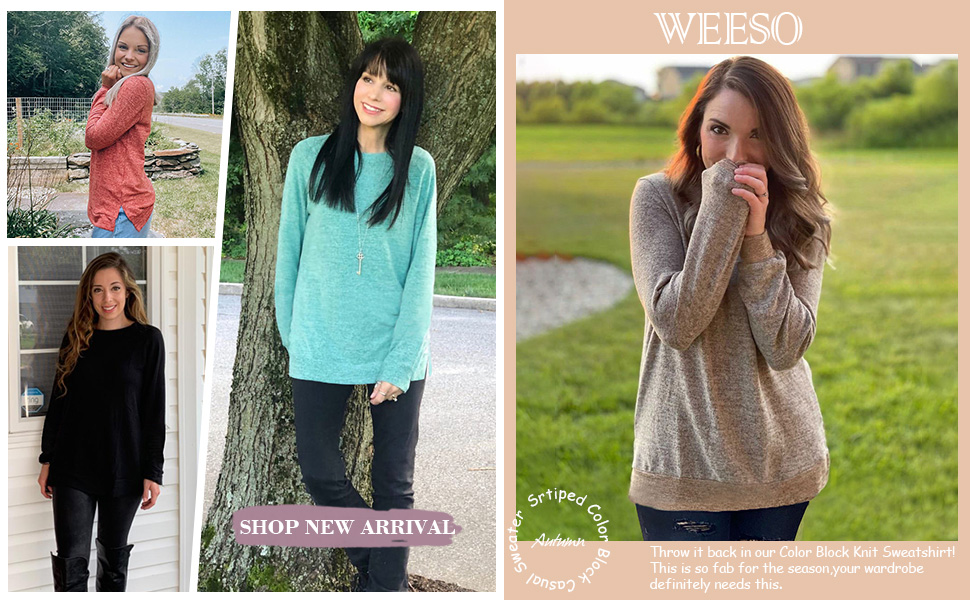 033b7b60 08e8 45bf 9830 3b0fdab96728.  CR0,0,970,600 PT0 SX970 V1    - WEESO Women's Long Sleeve Sweatshirts Color Block Crewneck Sweaters Tunic Tops