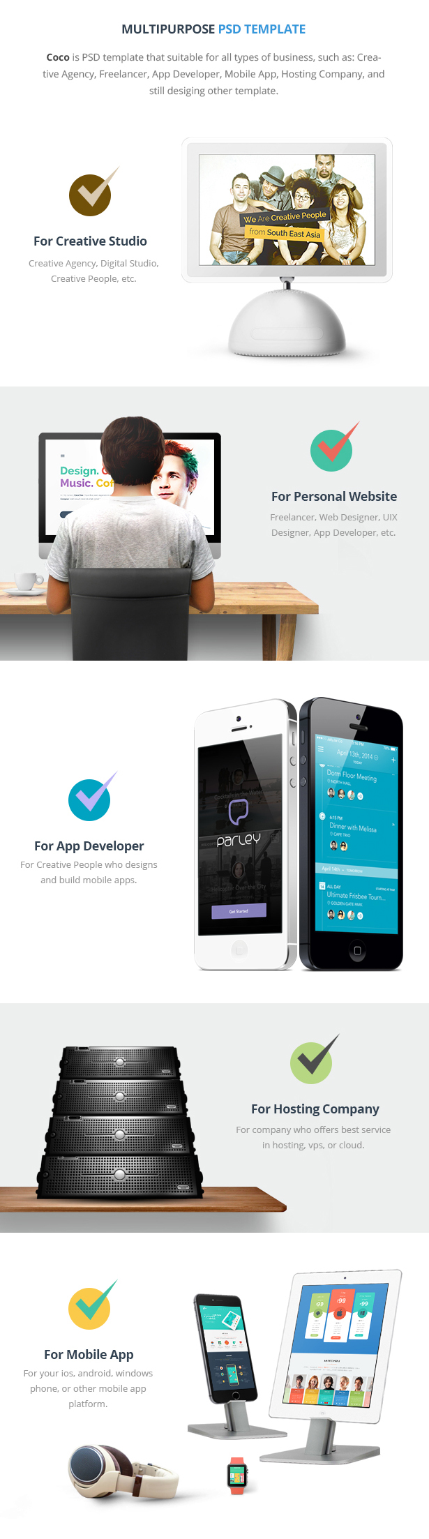 Coco | Creative Hosting Mobile App Personal PSD - 5