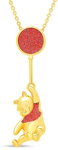 Disney Classics Winnie the Pooh Gold Plated Swinging Balloon Necklace, 18″