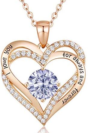 1652537980 41g7lPPMmTL. AC  293x445 - CDE Forever Love Heart Pendant Necklaces for Women 925 Sterling Silver with Birthstone Zirconia, Birthday Mother’s Day Jewelry Gift for Mom Women Girls