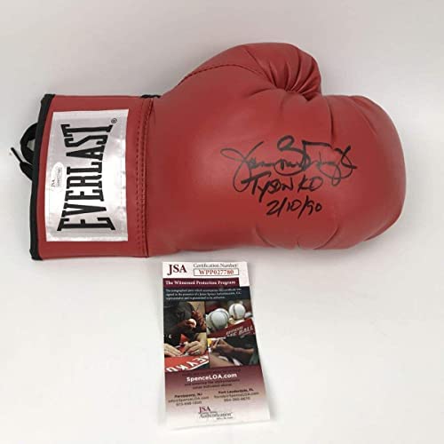 41WesjJ3aAL. AC  - Autographed/Signed James Buster Douglas Tyson KO 2-10-90 Red Everlast Boxing Glove JSA COA