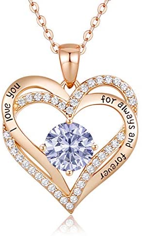 41g7lPPMmTL. AC  - CDE Forever Love Heart Pendant Necklaces for Women 925 Sterling Silver with Birthstone Zirconia, Birthday Mother’s Day Jewelry Gift for Mom Women Girls