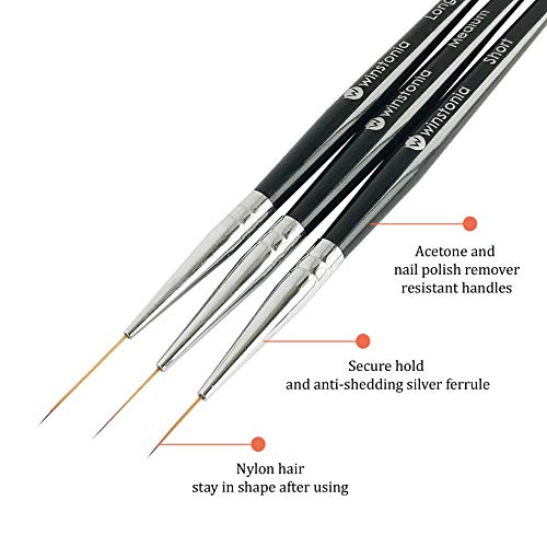 41qsyEGtLfL - Winstonia Striping Nail Art Brushes for Long Lines, Details, Fine Designs. 3 pcs Striper Brushes Set - AMAZING TRIO