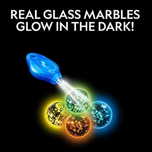 41tNB4IUfML. AC  - NATIONAL GEOGRAPHIC Glowing Marble Run – 80 Piece Construction Set with 15 Glow in the Dark Glass Marbles & Mesh Storage Bag, Educational STEM Toy, an AMAZON EXCLUSIVE Science Kit