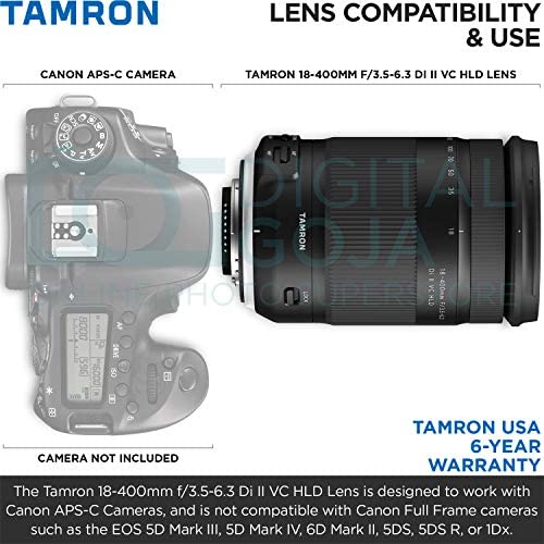 510jBFNVoTL. AC  - Tamron 18-400mm f/3.5-6.3 Di II VC HLD Lens for Canon DSLR Cameras with Altura Photo Essential Accessory and Travel Bundle