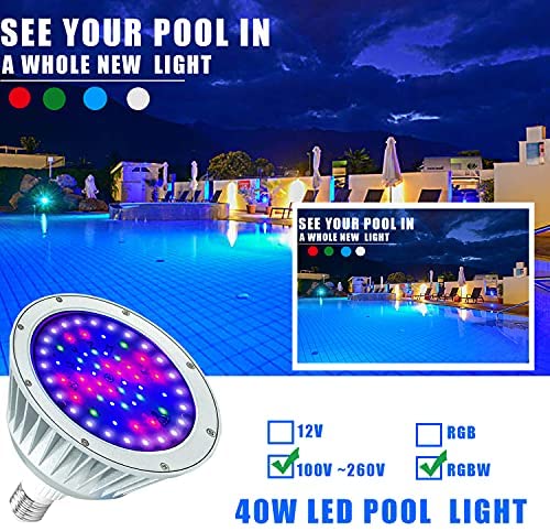516KBRSMbXS. AC  - Waterproof 120V LED Pool Light Bulb for Inground Swimming Pool,Color Changing,Fit in for Pentair and Hayward Pool Light Fixtures (120V RGBW)