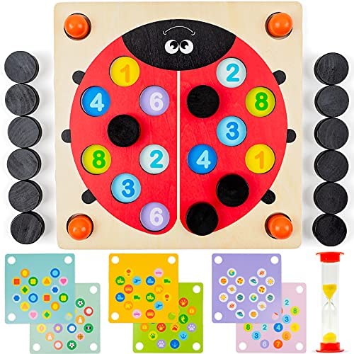 51JLjWW 2 S. AC  - Memory Game for Fun Engaging Learning - 6 Different Games with Hourglass for Toddlers-Ladybug Montessori Toy for Endless Minutes of Joy and New Skills-Gift Box for Birthday Christmas Various Occasions