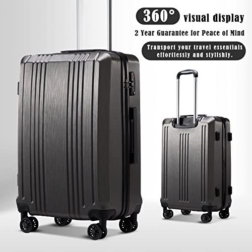 51VwLywkOiL. AC  - Coolife Luggage Suitcase PC+ABS with TSA Lock Spinner Carry on Hardshell Lightweight 20in 24in 28in (grey, S(20in_carry on))